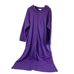 Dreams Co Hooded Sweatshirt Lounger Robe Full Zip Purple Womens Plus 4X 26/28